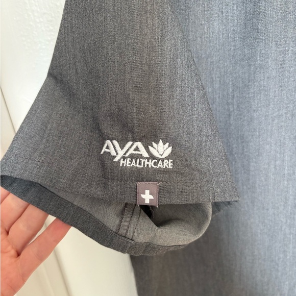 Figs Scrub Set - Heather GrayTechnical V-Neck Top with Pants - Picture 6 of 12